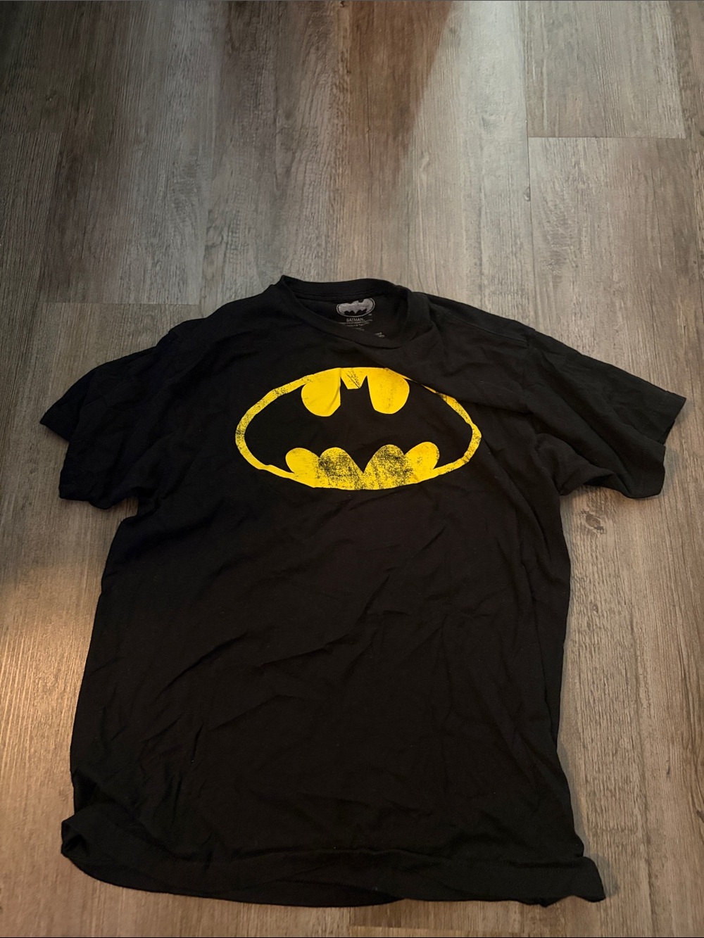Batman Black Short Sleeve Tee with Yellow Emblem